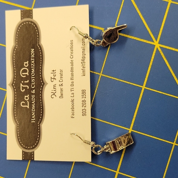 Sports Whistle Silver Tone Earrings Football Baseball Soccer - Picture 1 of 1